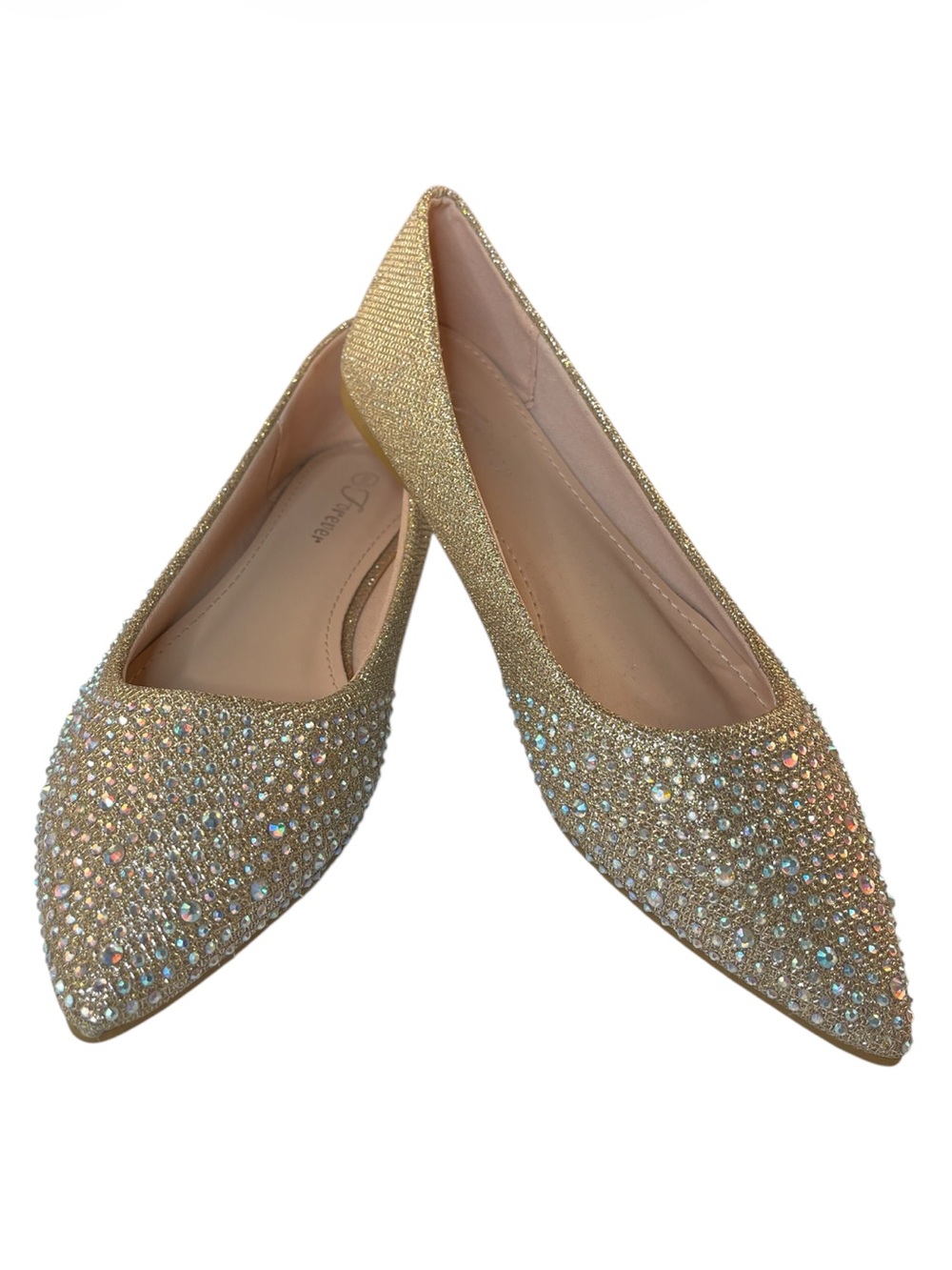 ✨Forever Link Gold Rhinestone Pointed-Toe Flats Women’s size 9